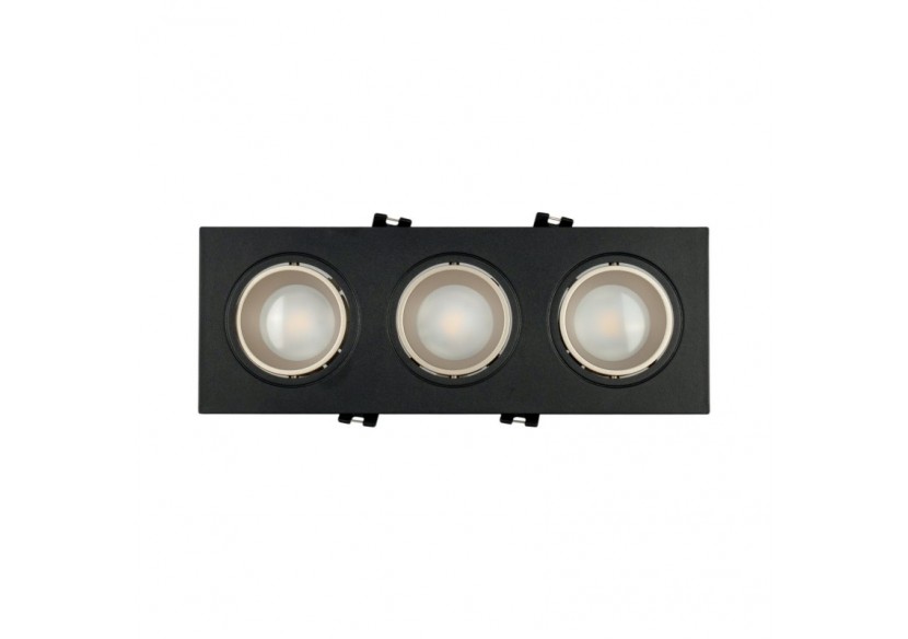 Collerette downlight carrée triple orientable GU10 / MR16-Faible indice UGR-Coupe 75 x 235 mm - B923-CN - Barcelona LED Collerette downlight carrée triple orientable GU10 / MR16-Faible indice UGR-Coupe 75 x 235 mm - B923-CN - Barcelona LED