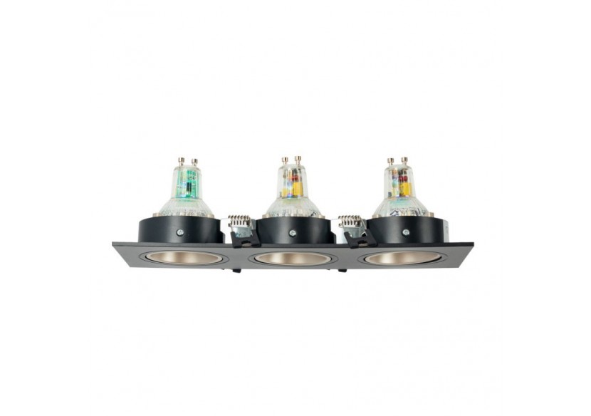 Collerette downlight carrée triple orientable GU10 / MR16-Faible indice UGR-Coupe 75 x 235 mm - B923-CN - Barcelona LED Collerette downlight carrée triple orientable GU10 / MR16-Faible indice UGR-Coupe 75 x 235 mm - B923-CN - Barcelona LED