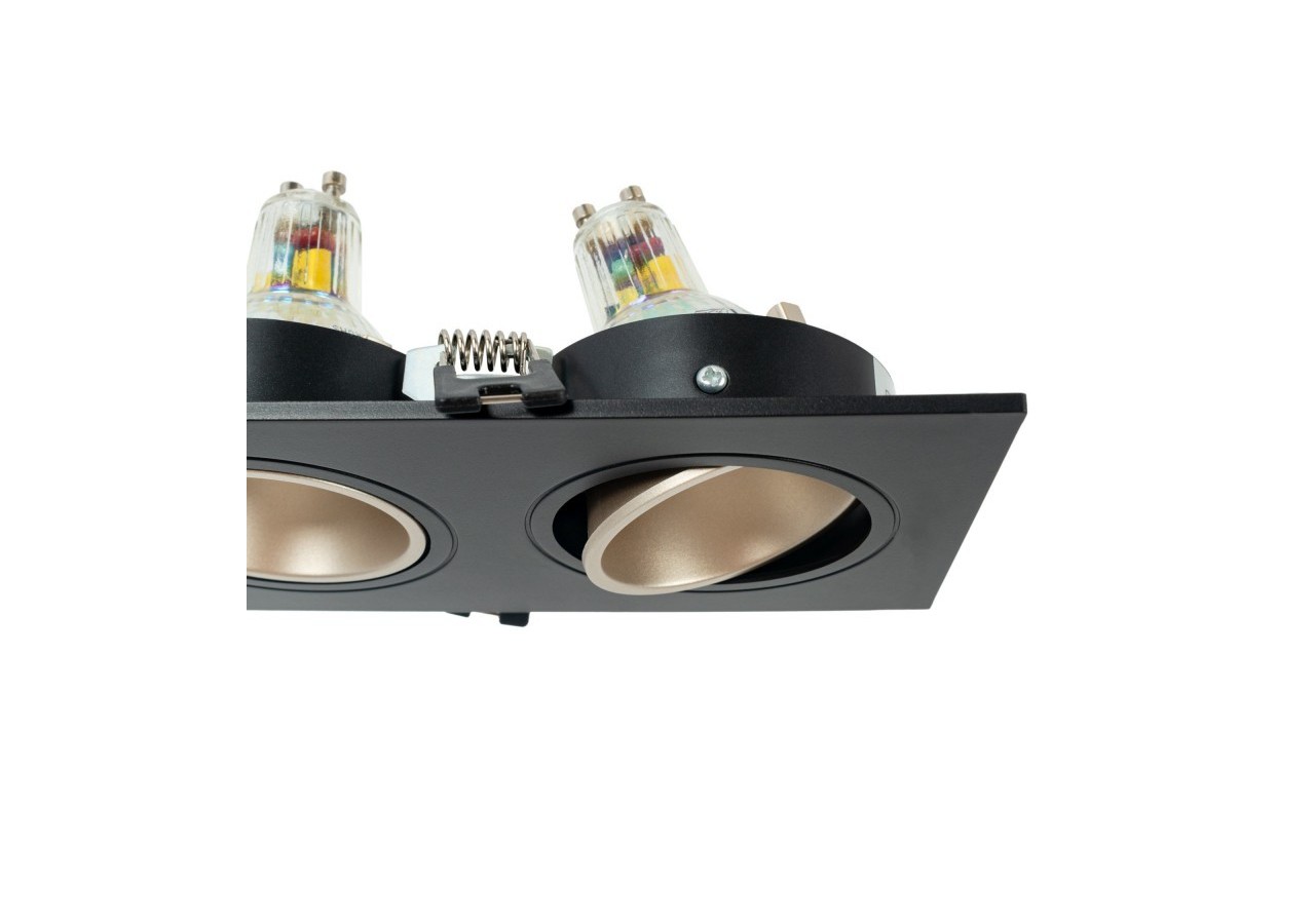 Collerette downlight carrée triple orientable GU10 / MR16-Faible indice UGR-Coupe 75 x 235 mm - B923-CN - Barcelona LED