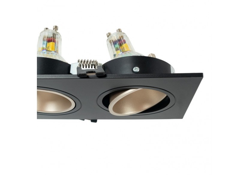 Collerette downlight carrée triple orientable GU10 / MR16-Faible indice UGR-Coupe 75 x 235 mm - B923-CN - Barcelona LED Collerette downlight carrée triple orientable GU10 / MR16-Faible indice UGR-Coupe 75 x 235 mm - B923-CN - Barcelona LED