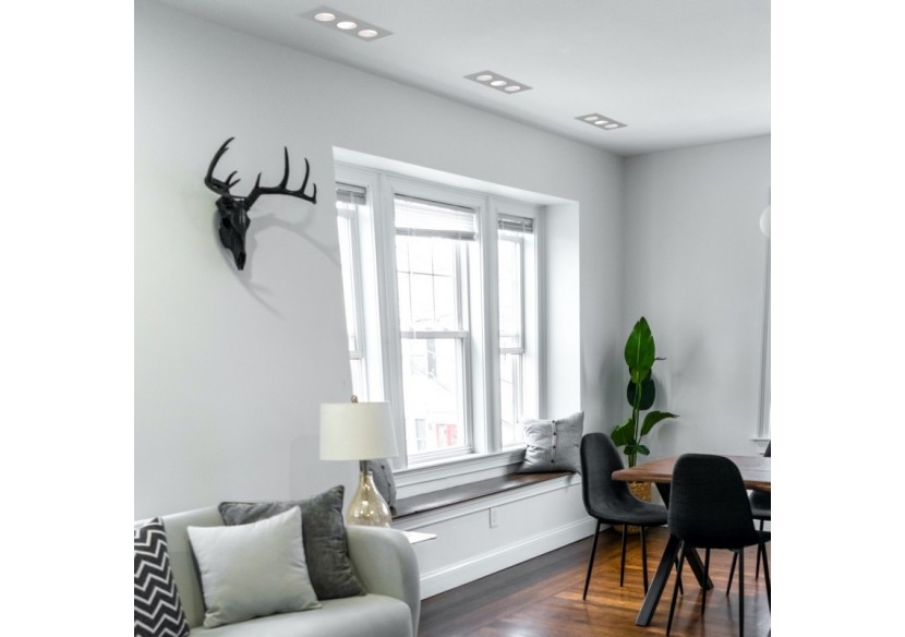 Collerette downlight carrée triple orientable GU10 / MR16-Faible indice UGR-Coupe 75 x 235 mm - B923-NB - Barcelona LED Collerette downlight carrée triple orientable GU10 / MR16-Faible indice UGR-Coupe 75 x 235 mm - B923-NB - Barcelona LED