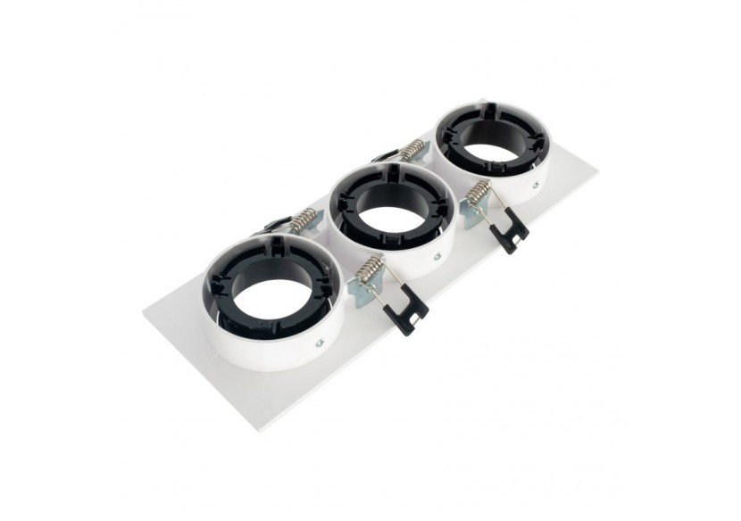 Collerette downlight carrée triple orientable GU10 / MR16-Faible indice UGR-Coupe 75 x 235 mm - B923-NB - Barcelona LED Collerette downlight carrée triple orientable GU10 / MR16-Faible indice UGR-Coupe 75 x 235 mm - B923-NB - Barcelona LED