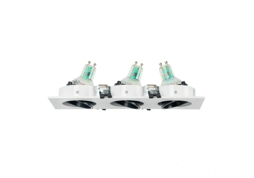 Collerette downlight carrée triple orientable GU10 / MR16-Faible indice UGR-Coupe 75 x 235 mm - B923-NB - Barcelona LED Collerette downlight carrée triple orientable GU10 / MR16-Faible indice UGR-Coupe 75 x 235 mm - B923-NB - Barcelona LED