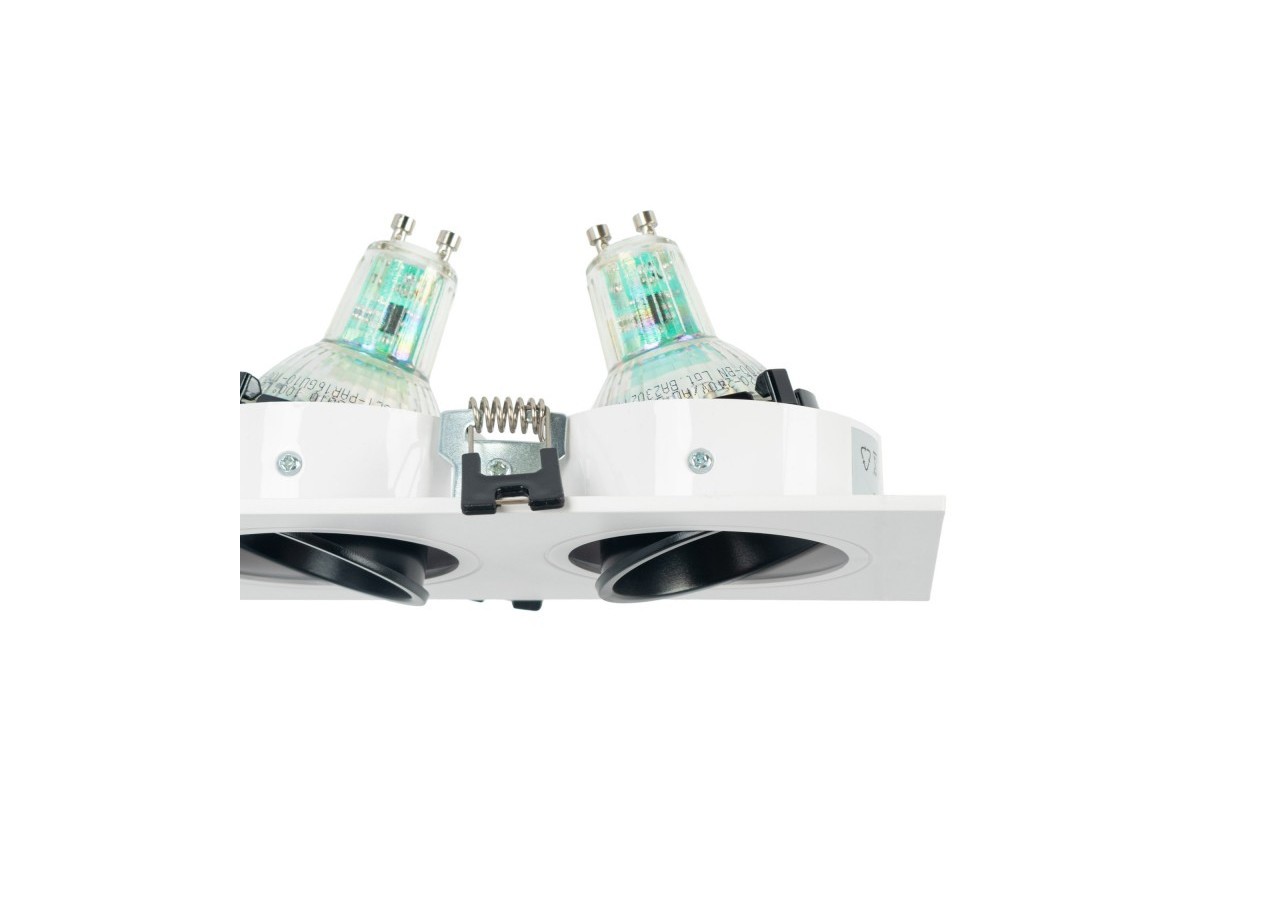 Collerette downlight carrée triple orientable GU10 / MR16-Faible indice UGR-Coupe 75 x 235 mm - B923-NB - Barcelona LED