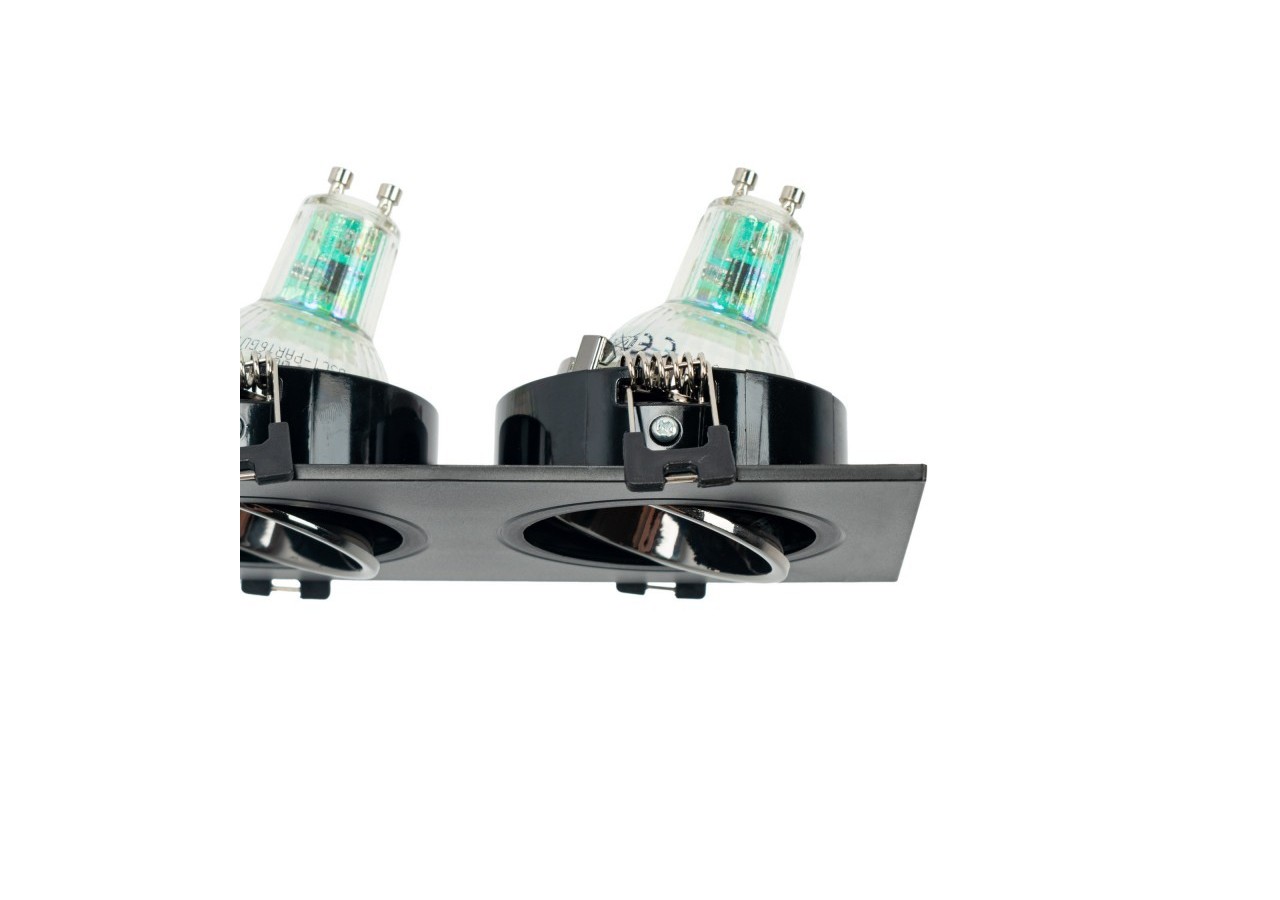 Collerette downlight carrée double orientable GU10 / MR16-Faible indice UGR-Coupe 75 x 150 mm - B922-GN - Barcelona LED