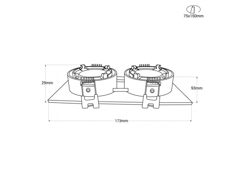 Collerette downlight carrée double orientable GU10 / MR16-Faible indice UGR-Coupe 75 x 150 mm - B922-GN - Barcelona LED Collerette downlight carrée double orientable GU10 / MR16-Faible indice UGR-Coupe 75 x 150 mm - B922-GN - Barcelona LED