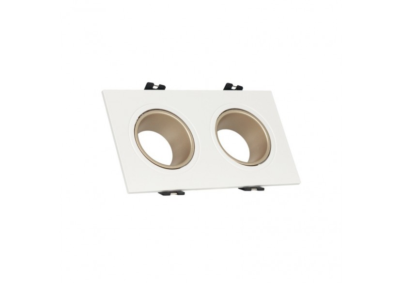Collerette downlight carrée double orientable GU10 / MR16-Faible indice UGR-Coupe 75 x 150 mm - B922-CB - Barcelona LED Collerette downlight carrée double orientable GU10 / MR16-Faible indice UGR-Coupe 75 x 150 mm - B922-CB - Barcelona LED