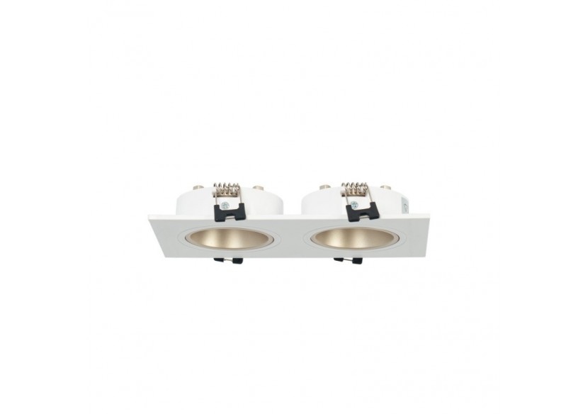 Collerette downlight carrée double orientable GU10 / MR16-Faible indice UGR-Coupe 75 x 150 mm - B922-CB - Barcelona LED Collerette downlight carrée double orientable GU10 / MR16-Faible indice UGR-Coupe 75 x 150 mm - B922-CB - Barcelona LED