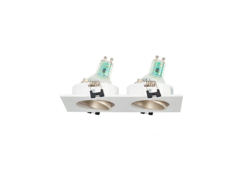 Collerette downlight carrée double orientable GU10 / MR16-Faible indice UGR-Coupe 75 x 150 mm - B922-CB - Barcelona LED Collerette downlight carrée double orientable GU10 / MR16-Faible indice UGR-Coupe 75 x 150 mm - B922-CB - Barcelona LED