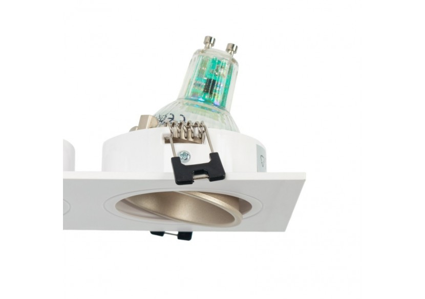 Collerette downlight carrée double orientable GU10 / MR16-Faible indice UGR-Coupe 75 x 150 mm - B922-CB - Barcelona LED Collerette downlight carrée double orientable GU10 / MR16-Faible indice UGR-Coupe 75 x 150 mm - B922-CB - Barcelona LED