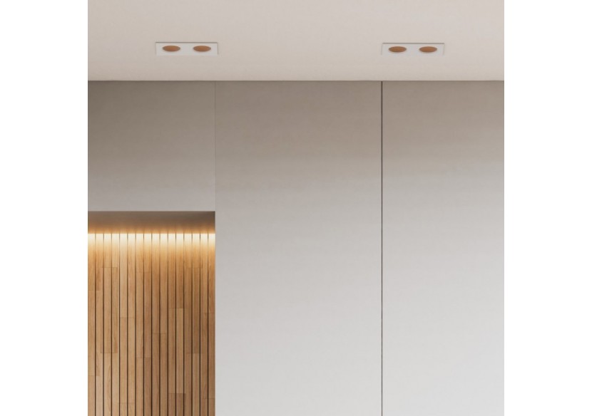 Collerette downlight carrée double orientable GU10 / MR16-Faible indice UGR-Coupe 75 x 150 mm - B922-CB - Barcelona LED Collerette downlight carrée double orientable GU10 / MR16-Faible indice UGR-Coupe 75 x 150 mm - B922-CB - Barcelona LED