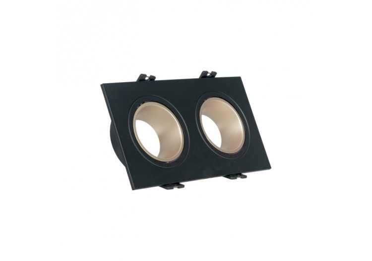 Collerette downlight carrée double orientable GU10 / MR16-Faible indice UGR-Coupe 75 x 150 mm - B922-CN - Barcelona LED