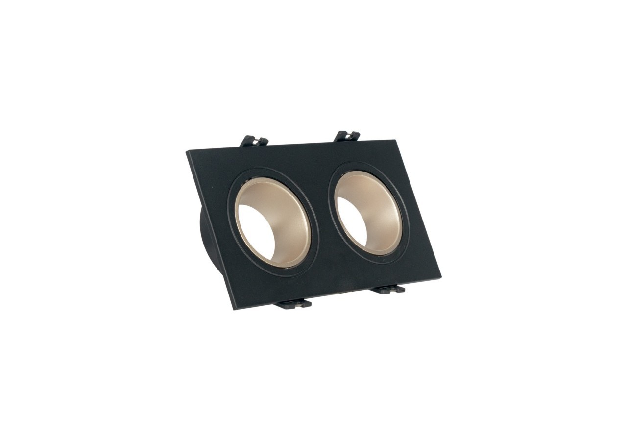 Collerette downlight carrée double orientable GU10 / MR16-Faible indice UGR-Coupe 75 x 150 mm - B922-CN - Barcelona LED