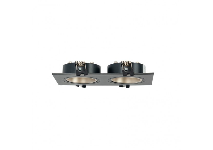 Collerette downlight carrée double orientable GU10 / MR16-Faible indice UGR-Coupe 75 x 150 mm - B922-CN - Barcelona LED Collerette downlight carrée double orientable GU10 / MR16-Faible indice UGR-Coupe 75 x 150 mm - B922-CN - Barcelona LED