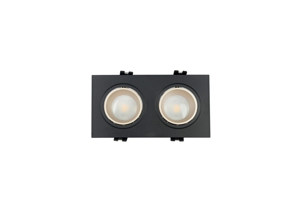 Collerette downlight carrée double orientable GU10 / MR16-Faible indice UGR-Coupe 75 x 150 mm - B922-CN - Barcelona LED