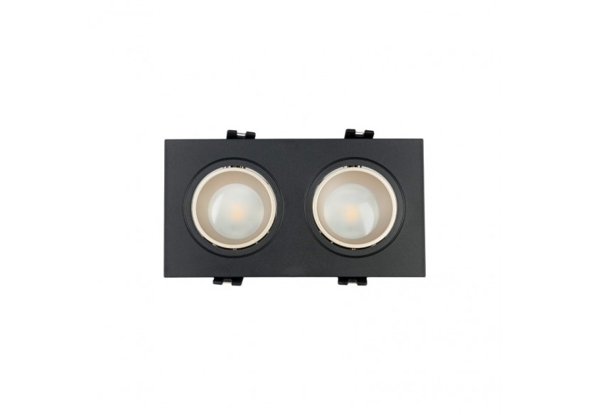 Collerette downlight carrée double orientable GU10 / MR16-Faible indice UGR-Coupe 75 x 150 mm - B922-CN - Barcelona LED Collerette downlight carrée double orientable GU10 / MR16-Faible indice UGR-Coupe 75 x 150 mm - B922-CN - Barcelona LED