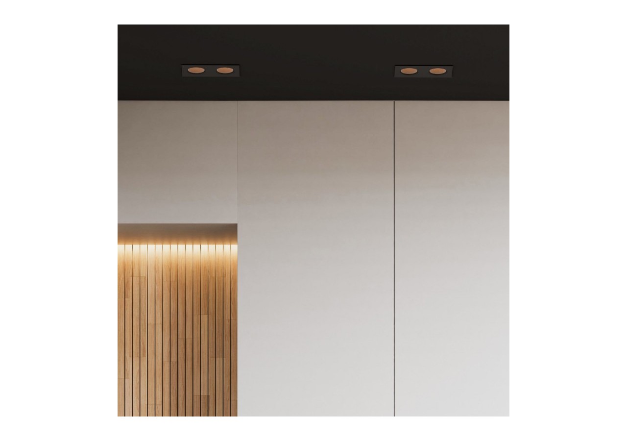 Collerette downlight carrée double orientable GU10 / MR16-Faible indice UGR-Coupe 75 x 150 mm - B922-CN - Barcelona LED