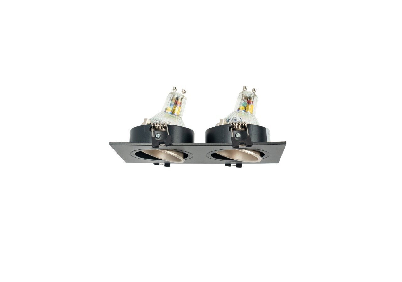 Collerette downlight carrée double orientable GU10 / MR16-Faible indice UGR-Coupe 75 x 150 mm - B922-CN - Barcelona LED