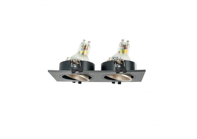 Collerette downlight carrée double orientable GU10 / MR16-Faible indice UGR-Coupe 75 x 150 mm - B922-CN - Barcelona LED Collerette downlight carrée double orientable GU10 / MR16-Faible indice UGR-Coupe 75 x 150 mm - B922-CN - Barcelona LED