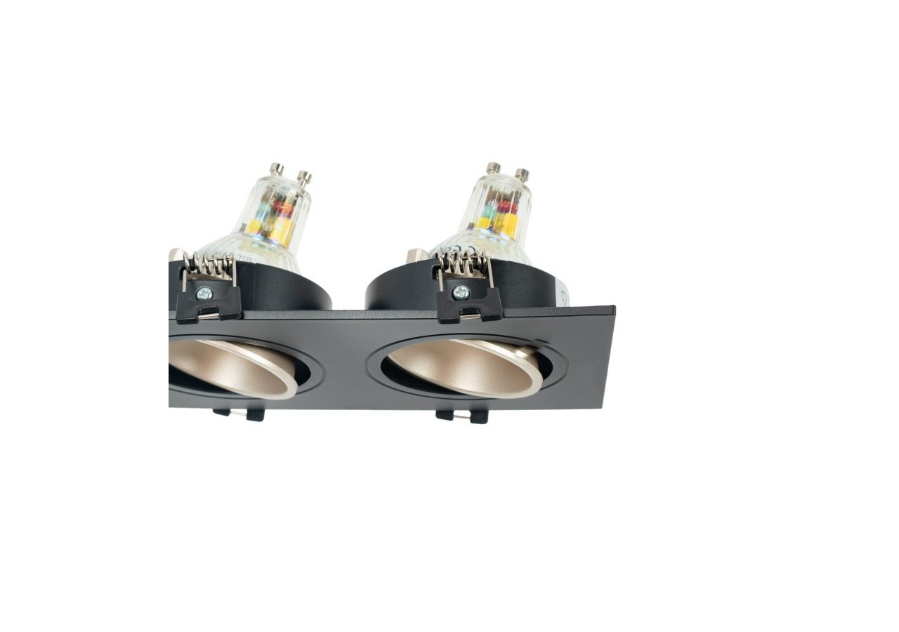 Collerette downlight carrée double orientable GU10 / MR16-Faible indice UGR-Coupe 75 x 150 mm - B922-CN - Barcelona LED