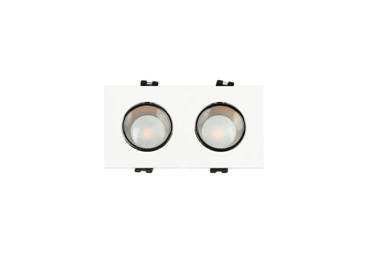 Collerette downlight carrée double orientable GU10 / MR16-Faible indice UGR-Coupe 75 x 150 mm - B922-NB - Barcelona LED