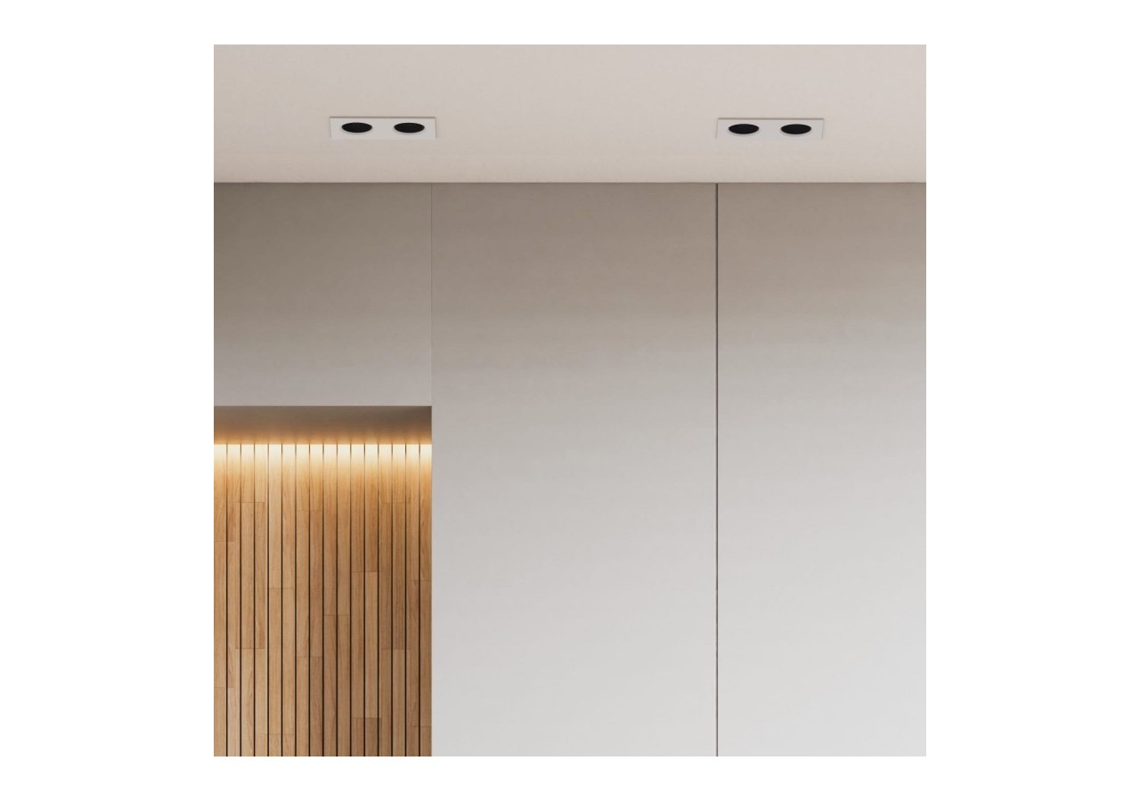 Collerette downlight carrée double orientable GU10 / MR16-Faible indice UGR-Coupe 75 x 150 mm - B922-NB - Barcelona LED