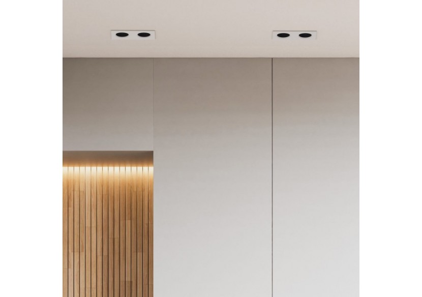 Collerette downlight carrée double orientable GU10 / MR16-Faible indice UGR-Coupe 75 x 150 mm - B922-NB - Barcelona LED