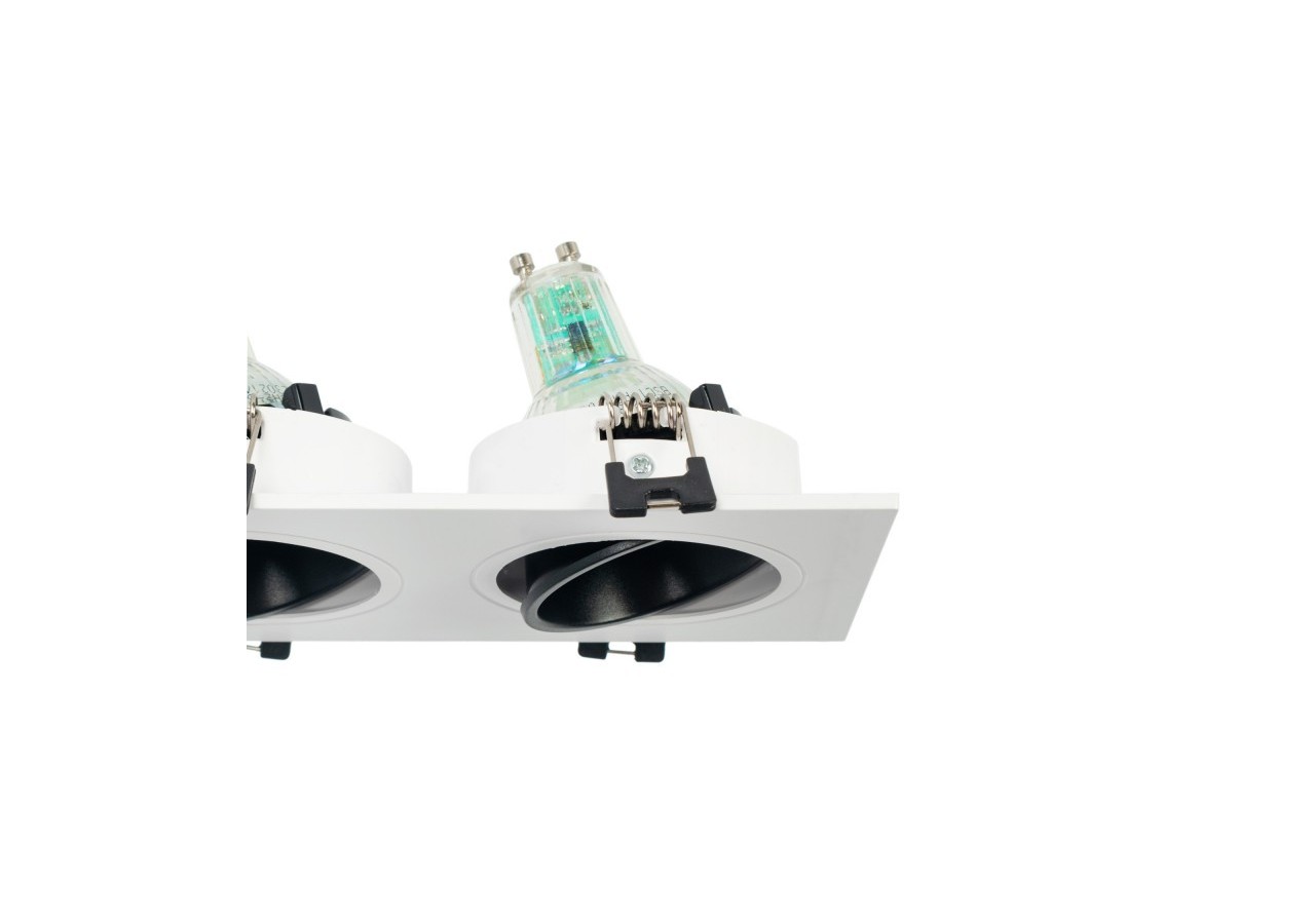 Collerette downlight carrée double orientable GU10 / MR16-Faible indice UGR-Coupe 75 x 150 mm - B922-NB - Barcelona LED
