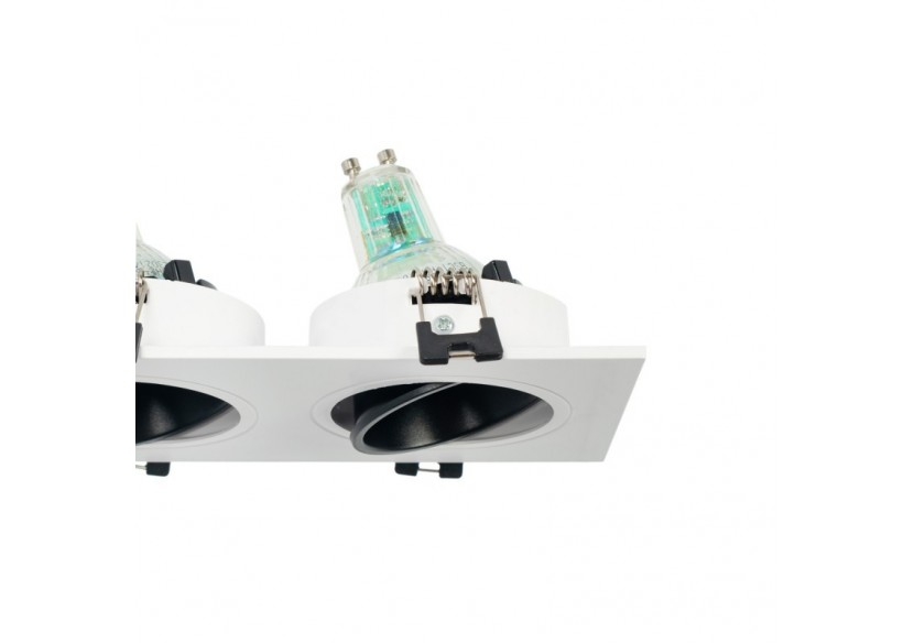 Collerette downlight carrée double orientable GU10 / MR16-Faible indice UGR-Coupe 75 x 150 mm - B922-NB - Barcelona LED