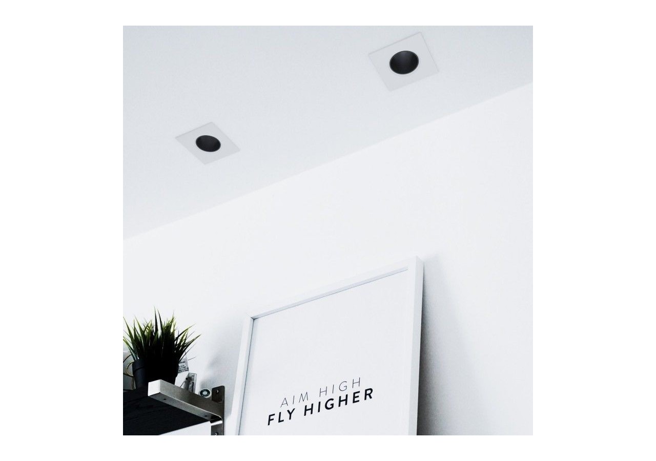 Collerette downlight carrée orientable GU10 / MR16-Faible indice UGR-Coupe diamètre 75 mm - B921-NB - Barcelona LED