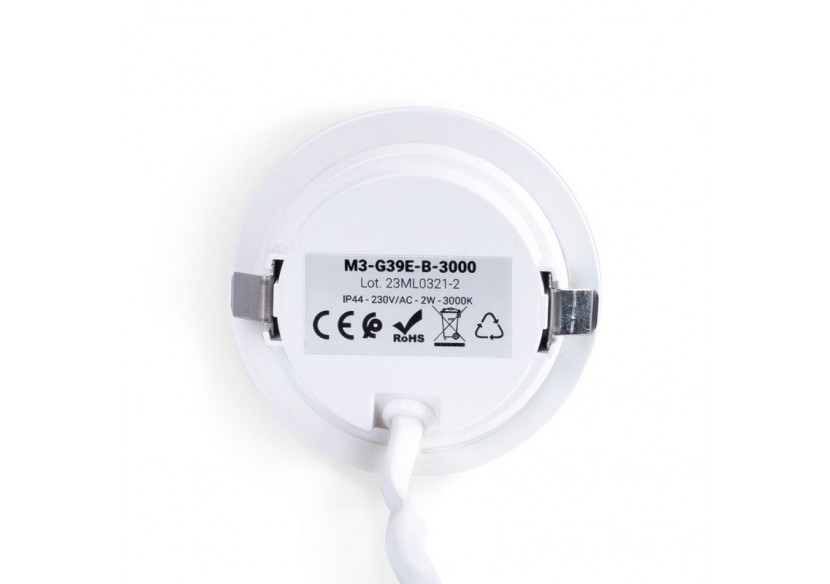 Spot LED encastré sous meuble 2W 220V AC-IP44 - M3-G39E-B-3000 - Barcelona LED Spot LED encastré sous meuble 2W 220V AC-IP44 - M3-G39E-B-3000 - Barcelona LED