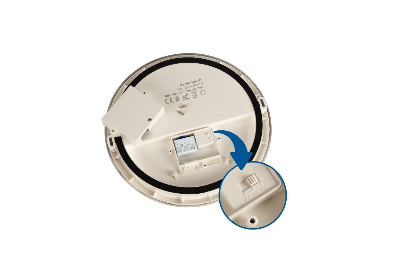 Plafonnier LED étanche CCT-18W-diamètre 25cm-1920lm-IP65 - B1760-18W-B - Barcelona LED