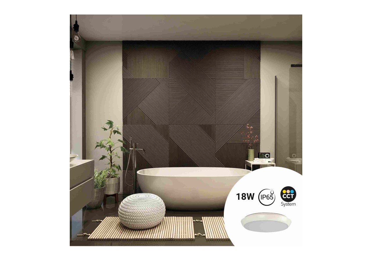 Plafonnier LED étanche CCT-18W-diamètre 25cm-1920lm-IP65 - B1760-18W-B - Barcelona LED