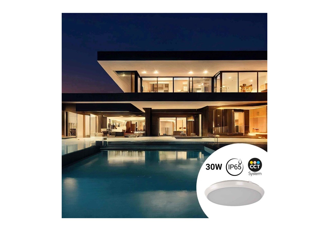 Plafonnier LED étanche CCT-30W-diamètre 35cm-3180lm-IP65 - B1760-30W-B - Barcelona LED