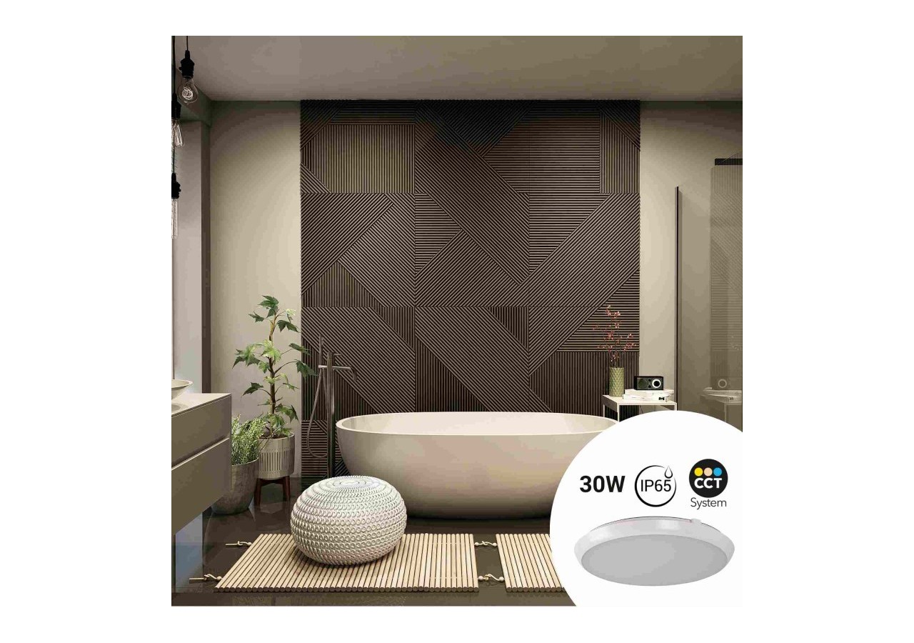Plafonnier LED étanche CCT-30W-diamètre 35cm-3180lm-IP65 - B1760-30W-B - Barcelona LED