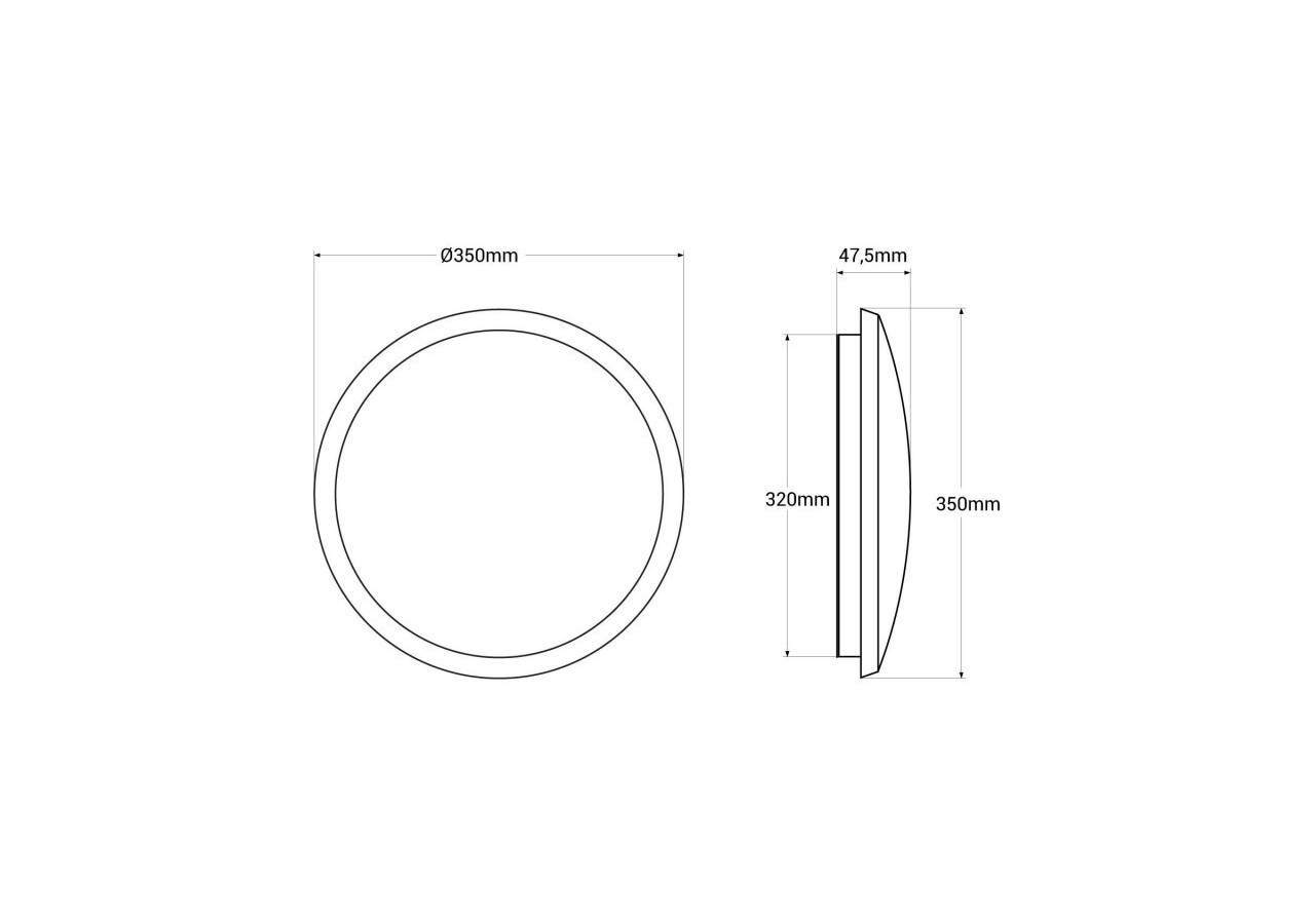 Plafonnier LED étanche CCT-30W-diamètre 35cm-3180lm-IP65 - B1760-30W-B - Barcelona LED