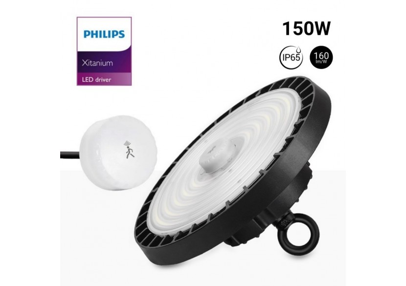 Cloche industrielle LED avec capteur de mouvement 150W-Driver Philips-Dimmable 1-10V-IP65 - K8137-150-5K-S - Barcelona LED Cloche industrielle LED avec capteur de mouvement 150W-Driver Philips-Dimmable 1-10V-IP65 - K8137-150-5K-S - Barcelona LED