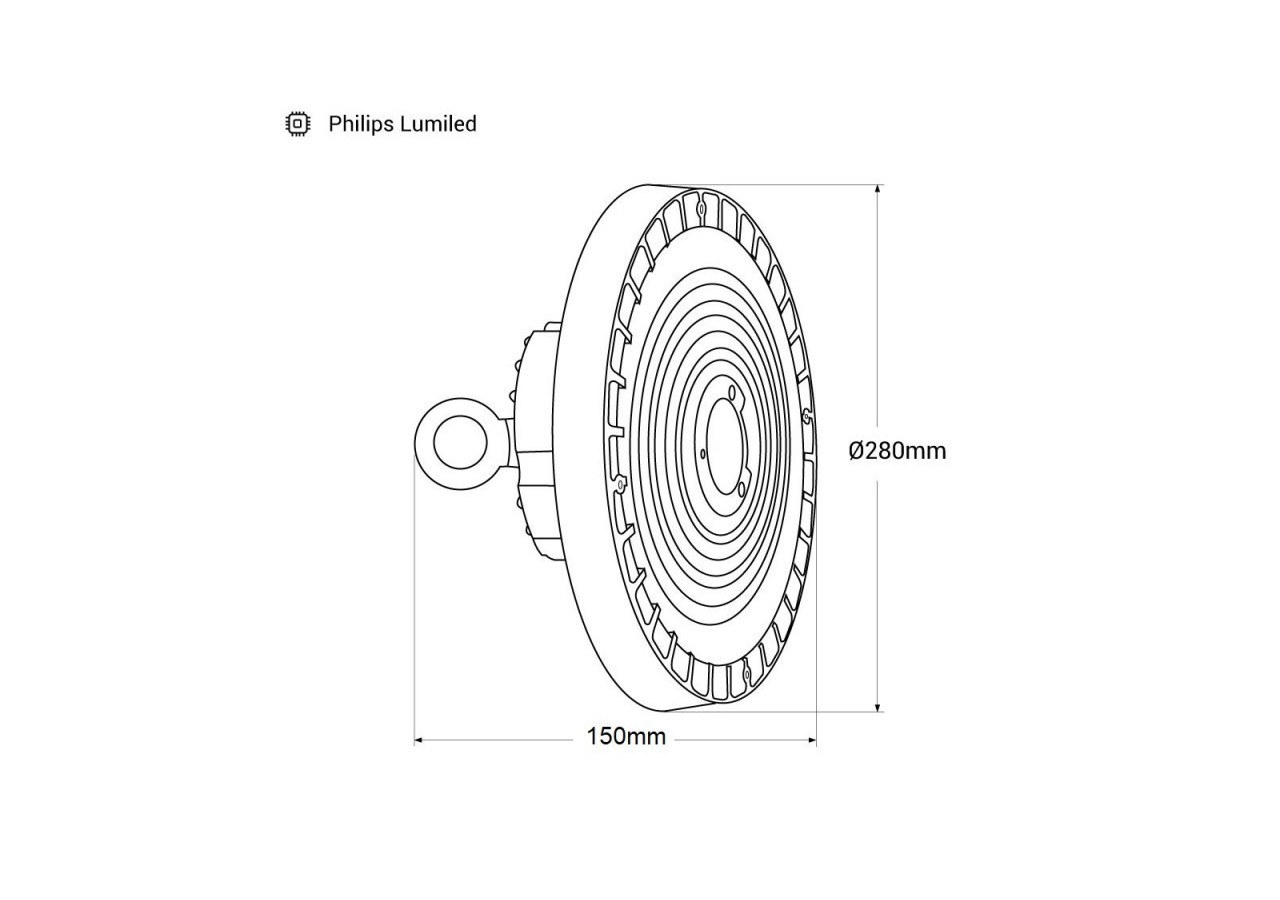 Cloche industrielle LED avec capteur de mouvement 150W-Driver Philips-Dimmable 1-10V-IP65 - K8137-150-5K-S - Barcelona LED
