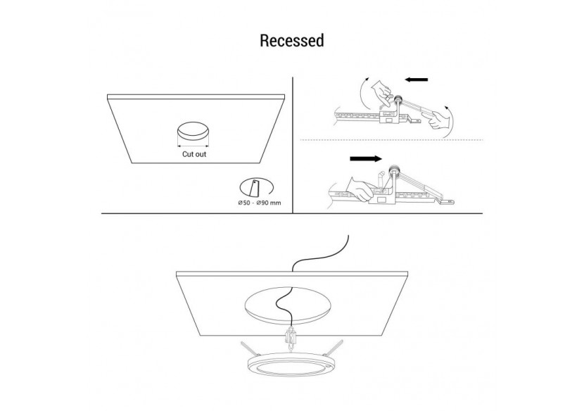 Downlight LED rond 8W-Diamètre de coupe ajustable : diamètre 50-90mm - B1276-BF - Barcelona LED