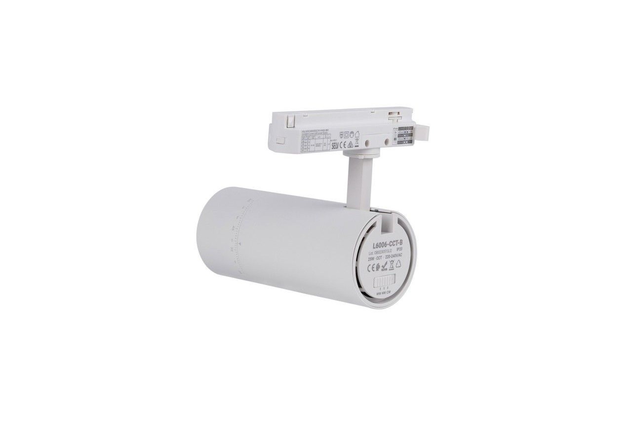 Spot LED sur rail monophasé CCT 25W-COB-Ouverture réglable 24-60 degrés - L6006-CCT-B - Barcelona LED