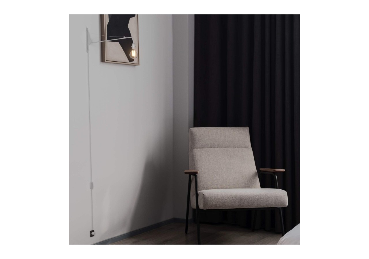 Applique murale orientable avec câble et prise "Pitt" / Inspiration "Petite Potence" - L3094-B - Barcelona LED