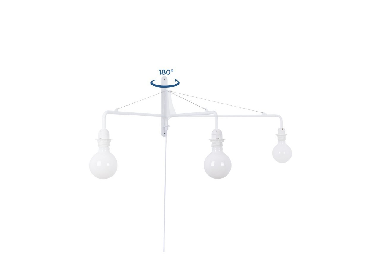 Applique murale orientable avec câble et prise "Pitt" / Inspiration "Petite Potence" - L3094-B - Barcelona LED