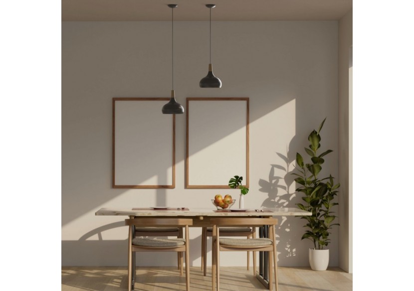 Suspension en métal et bois "Loop" - LN3020-N - Barcelona LED