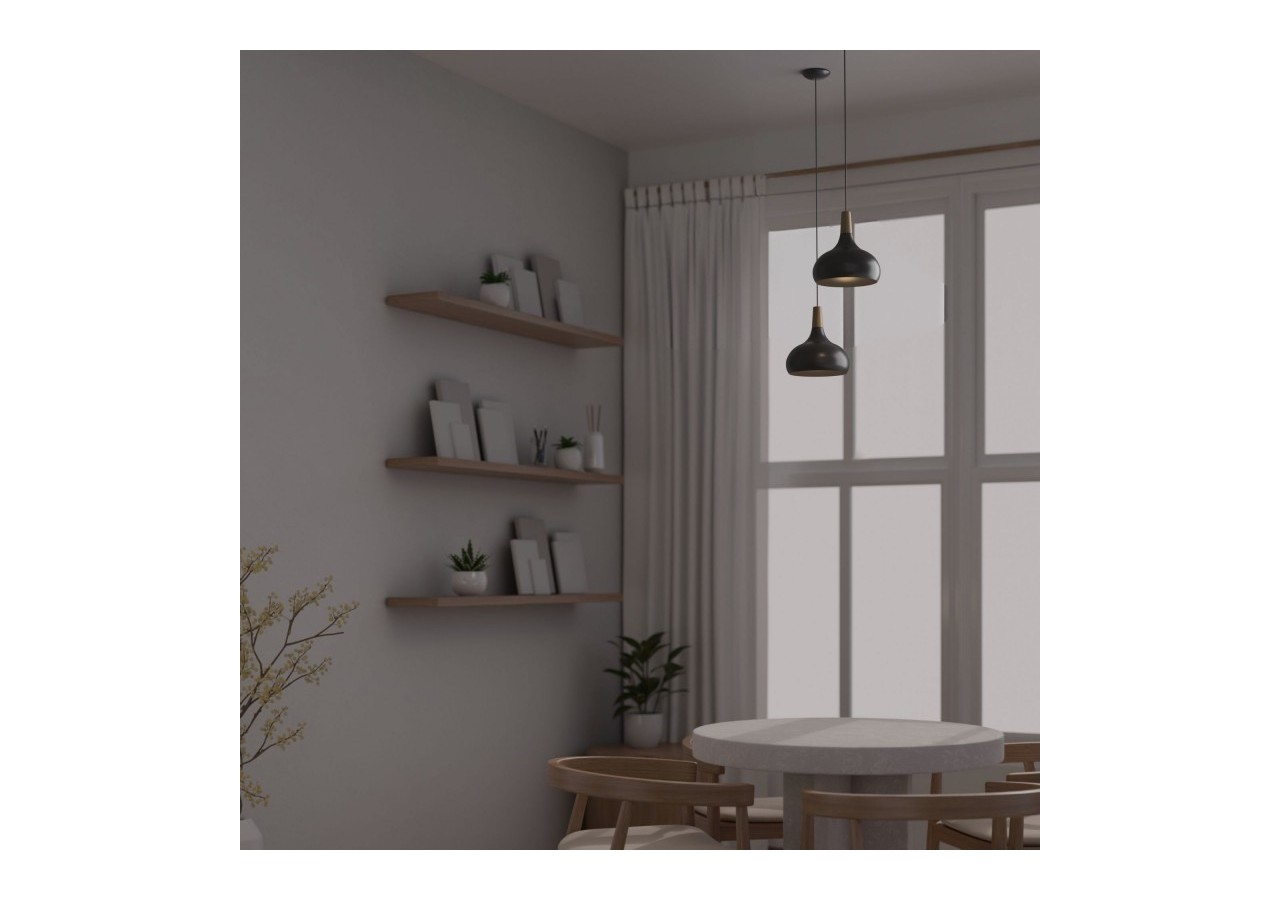 Suspension en métal et bois "Loop" - LN3020-N - Barcelona LED