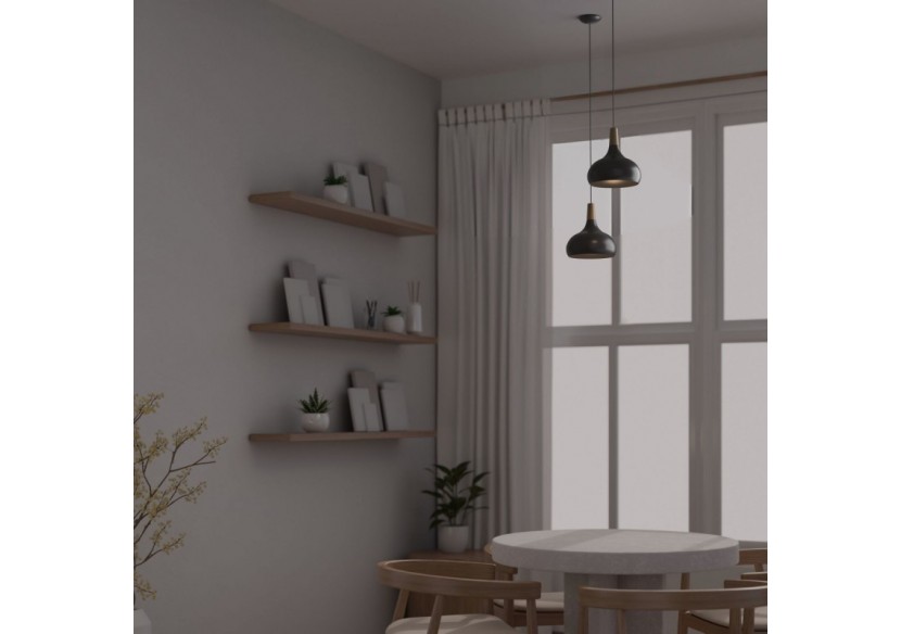 Suspension en métal et bois "Loop" - LN3020-N - Barcelona LED