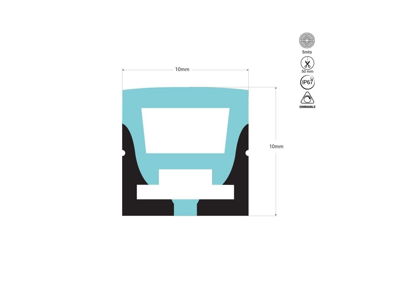 Néon LED flexible monochrome 24V DC-10x10mm-5m-Kit complet-IP67-10W/m - N1010-5M-270 - Barcelona LED