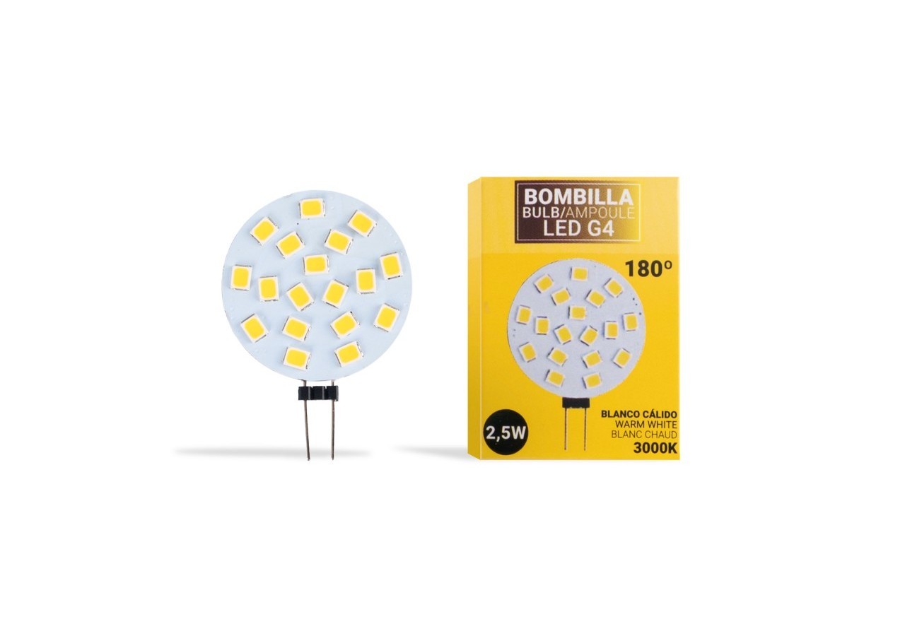 Ampoule LED G4 2,5W bi-pin plate 12V AC/DC - BS1-G4SL-2,5W-BC - Barcelona LED