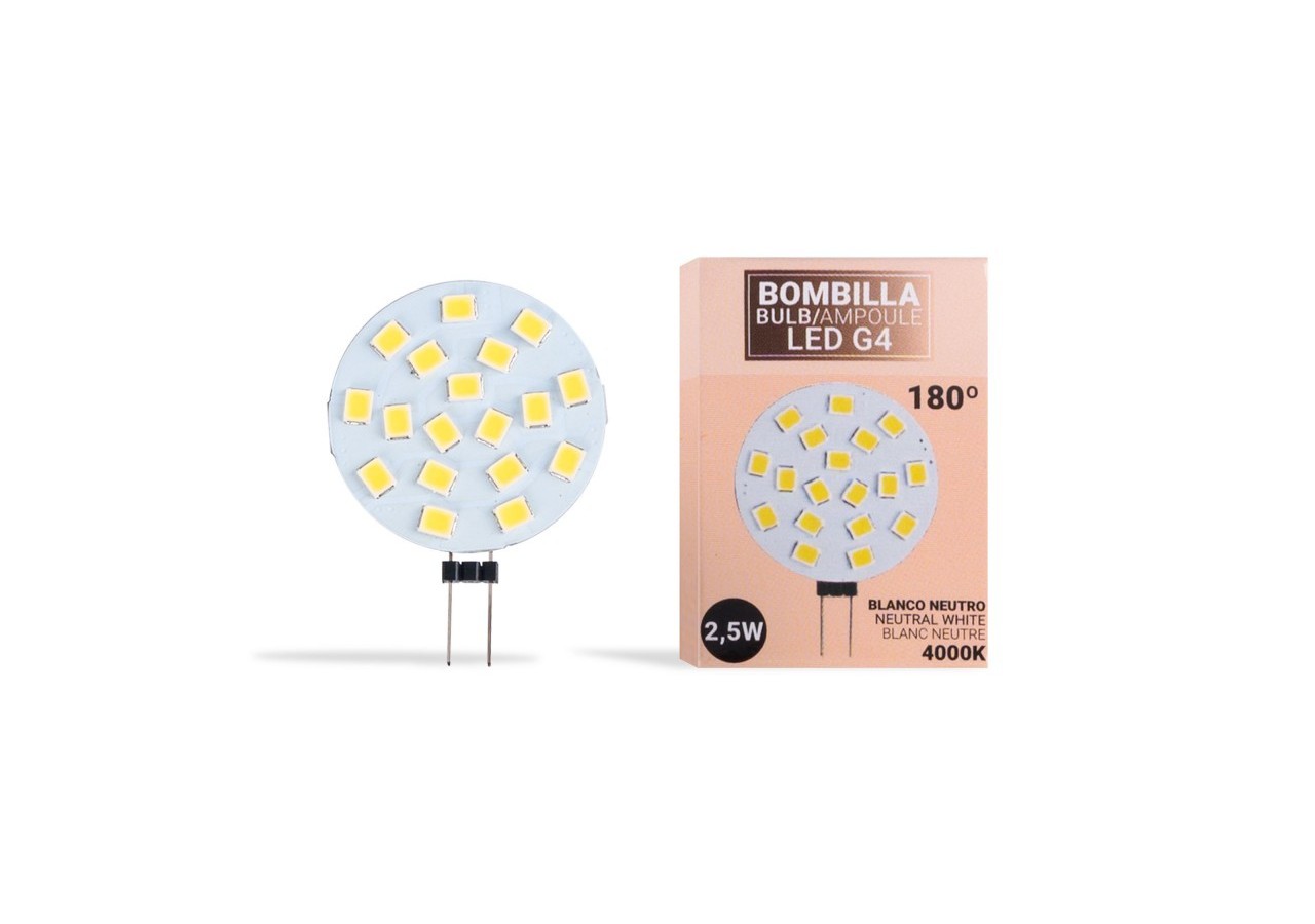 Ampoule LED G4 2,5W bi-pin plate 12V AC/DC - BS1-G4SL-2,5W-BN - Barcelona LED