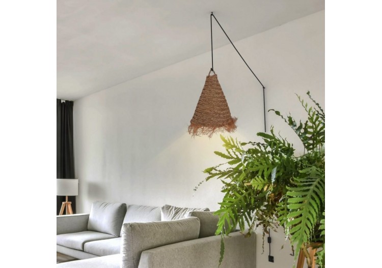 Suspension en fibre naturelle "NAM XL" avec interrupteur et prise - K189-C-N - Barcelona LED 2