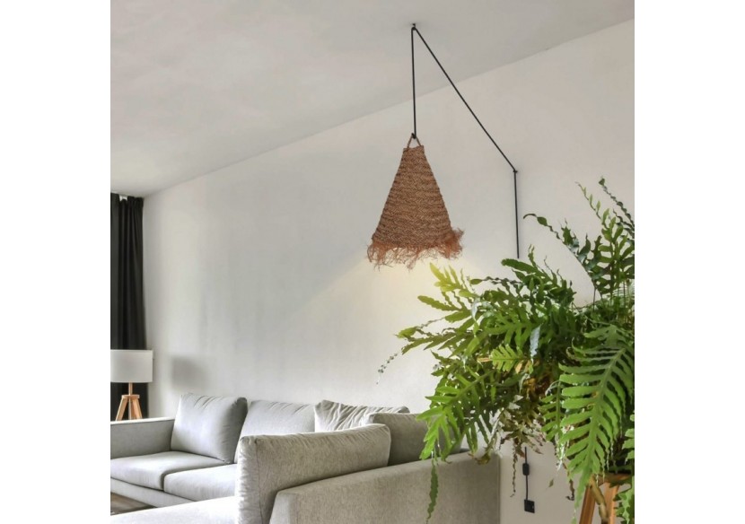 Suspension en fibre naturelle "NAM XL" avec interrupteur et prise - K189-C-N - Barcelona LED